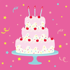 festive vector background with birthday cake for banners, cards, flyers, social media wallpapers, etc.
