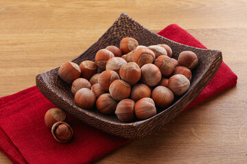 Hazelnut heap in the bowl