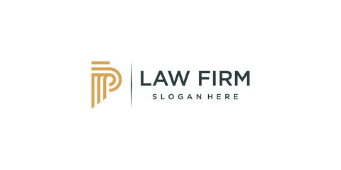 Law logo with modern creative style Premium Vector