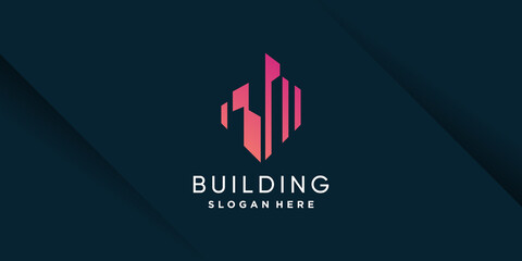 Building logo for company with unique concept Premium Vector