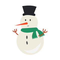 Cute snowman, illustration for children in cartoon style. Vector illustration.