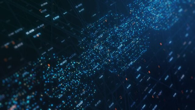 build up of a chain made with binary numbers, abstract tech background, concept of blockchain, cryptocurrency, mining, big data (3d render)