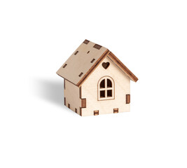 Fototapeta na wymiar Wooden toy house isolated on white background.