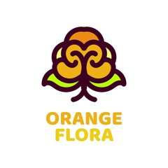 orange flora flower nature logo concept design illustration