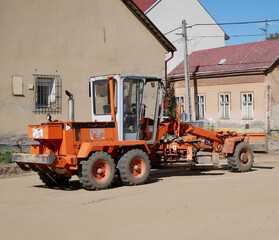 Fototapeta na wymiar Excavator at the road contstruction