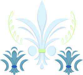  Set of classic backgrounds. French vintage ornament with lily flowers. Victorian medieval emblem. Heraldic royalty motif with french Lily. Floral texture.