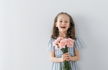 girl with pink flowers