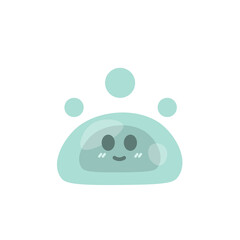 illustration of a funny, cute, and adorable green slime monster. jelly monsters. character. flat cartoon style. vector design. emoji, sticker, element