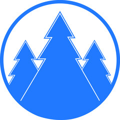 Evergreen Conifer icon,  Pine Tree Flat round icon blue