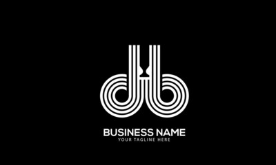 Alphabet DB or BD minimal vine glass monogram vector logo template