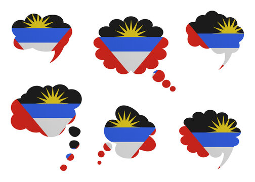 Talk bubble in colors of national flag on white background. Antigua and Barbuda