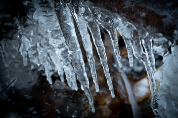 Icicles, frost, winter.