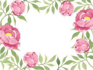 水彩で描いた牡丹のフレーム1