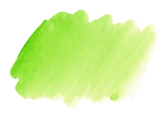 Abstract green watercolor shape. Watercolor hand drawn stain isolated on white