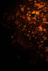 Fototapeta na wymiar close up of charcoal burning in fireplace