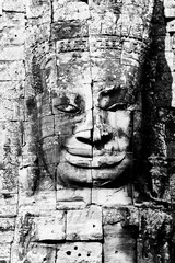 Fototapeta na wymiar Stone Face at Bayon Temple, Angkor, Cambodia, Southeast Asia