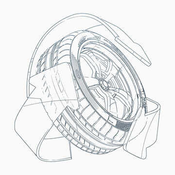 recommend clip art: Tyre sketch. Recyclable tyre icon. Line art concept.