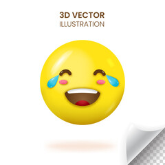 3D smiling face emoji vector illustration
