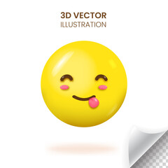 3D smiling face emoji vector illustration