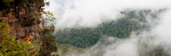 Panoramic Photo of Forest Visible Through a Break in the Clouds, Blue Mountains, Australia