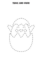Trace and color cute Easter chicken. Worksheet for children.