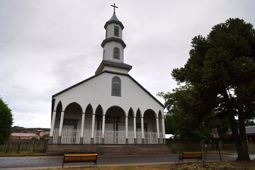 Fototapeta na wymiar Church of Our Lady of Dolour in Dalcahue, Chiloe Island, Chile