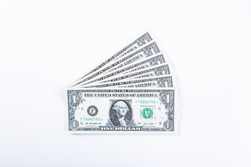 one dollar banknotes. Concept of economy and investment. Copy space for advertising