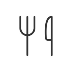 Fork and knife black line icon. Cutlery isolated flat vector