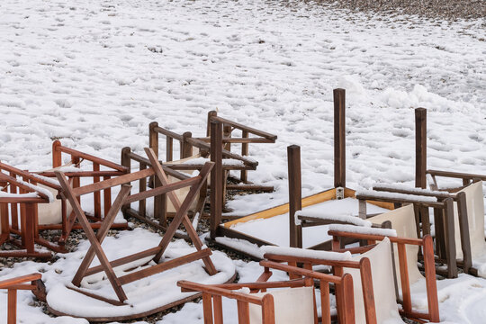Elpis nature phenomenon in Loutraki in Greece. Next day with snow everywhere.
