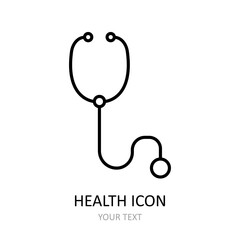 Phonendoscope - medical device for listening to the work of the heart and lungs. Vector drawing. Linear icon.