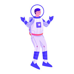 Standing Astronaut with Two HandIllustration
