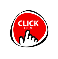 click here sign on white background	