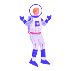 Fototapeta na wymiar Standing Astronaut with Two HandIllustration