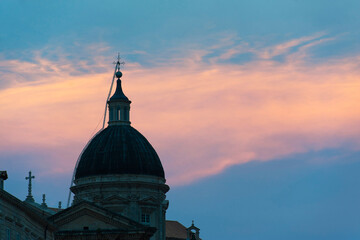 Dome of Dubrovnik Cathedral at sunset, Old City of Dubrovnik, Croatia