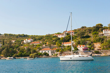 Fototapeta na wymiar Sailing boat, Kolocep Island, Elaphiti Islands, Dalmatian Coast, Croatia