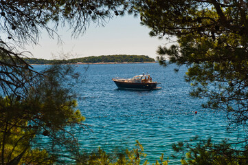 Speed boat on the Dalmatian Coast of Croatia, Hvar Island