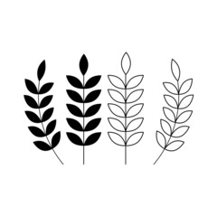 Vector illustration. Leaves in flat style. Black and white elements.