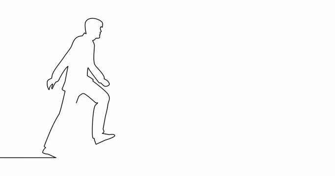 Self drawing line animation man climbs the stairs Ambitions continuous line concept