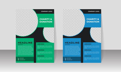 New Charity and Donation Flyer Design, Corporate Business Flyer Design, Travel Brochure Design, Real State A4 Template, Vector Illustration