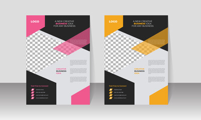 New Corporate Business Flyer Design, Travel Brochure Design, Real State A4 Template, Vector Illustration with Images