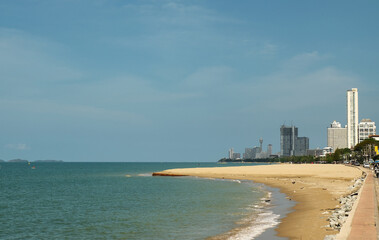 Moderm city on horizon and sea