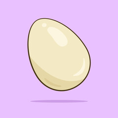 White chicken egg with shadow and background. Vector. Cartoon	