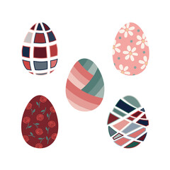 Set of Easter eggs. Vector decorating elements for Easter and spring greeting cards.
