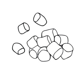 The black line of the confectionery. Hand-drawn marshmallow. Vector isolated black line logo.