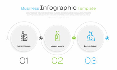 Set line Beer bottle and beer can, Wine and Tequila. Business infographic template. Vector