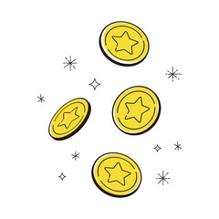 キラキラしたコインのベクターイラスト