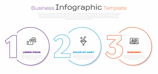 Set line Customer product rating, Lead management and Advertising. Business infographic template. Vector