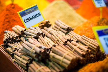 Cinnamon in the spice market near The Grand Bazaar, Istanbul, Turkey, Eastern Europe