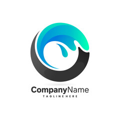 ocean waves logo in letter o concept