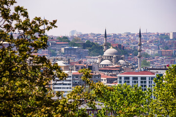Naklejka premium New Mosque (Yeni Cami) seen from Topkapi Palace, Istanbul, Turkey, Eastern Europe